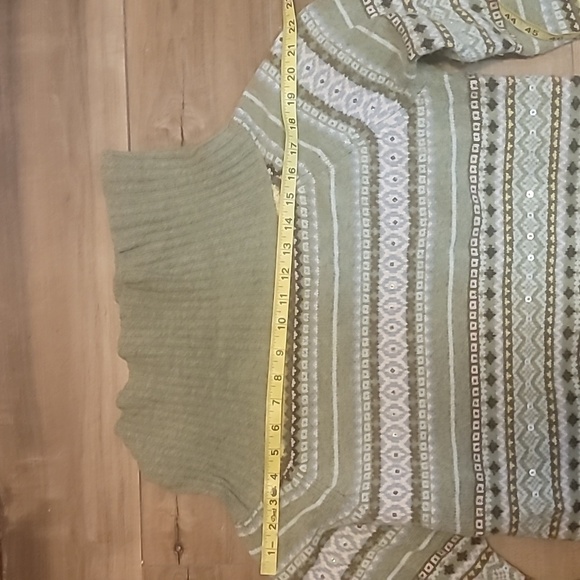 Old Navy women's xl perfect fit green turtle neck striped sweater soft and cozy - Picture 5 of 8